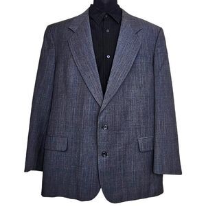Oscar De La Renta Travelers Worsted Blazer Gray Windowpane Size 42L